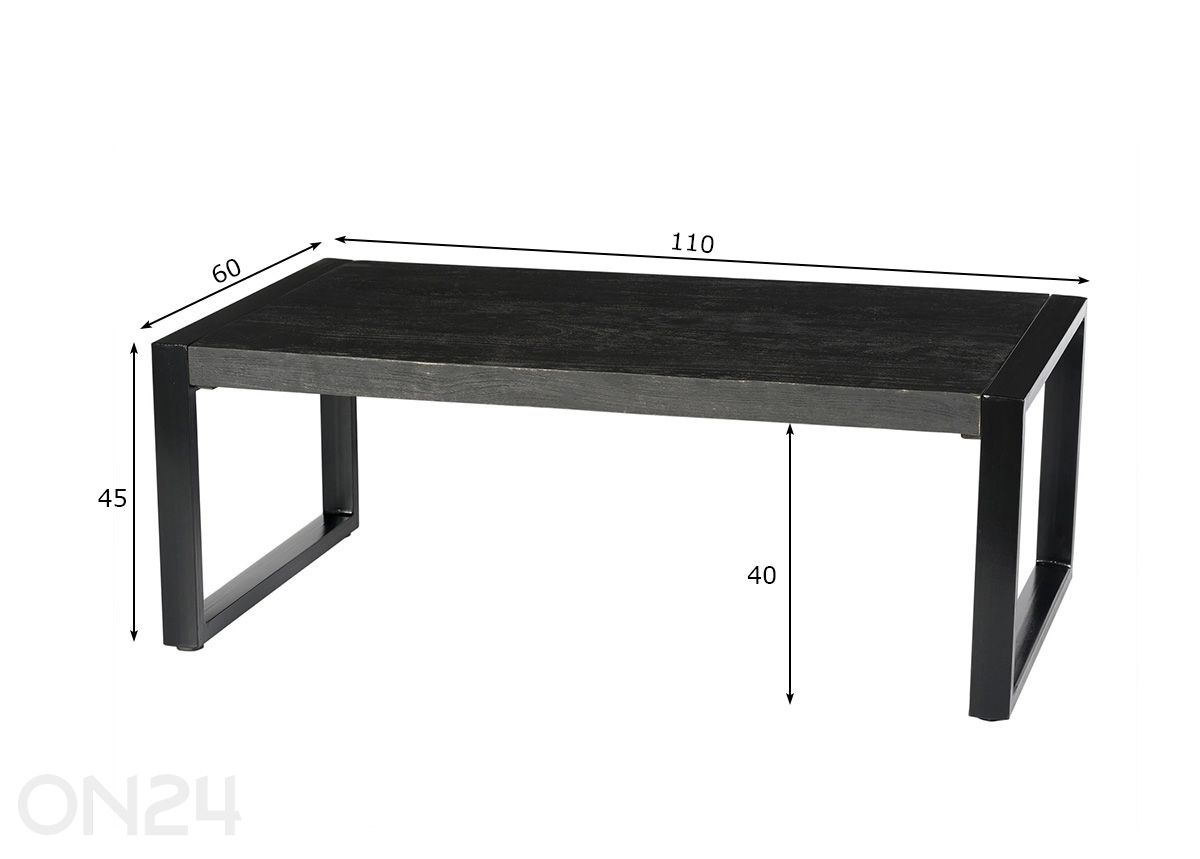 Sohvapöytä Norris 110 cm kuvasuurennos mitat