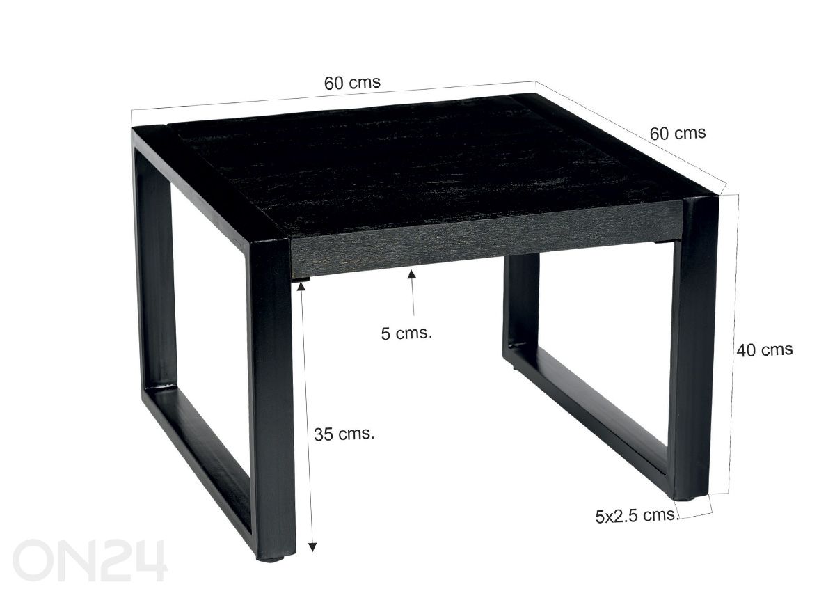 Sohvapöytä Norris 60x60 cm kuvasuurennos mitat
