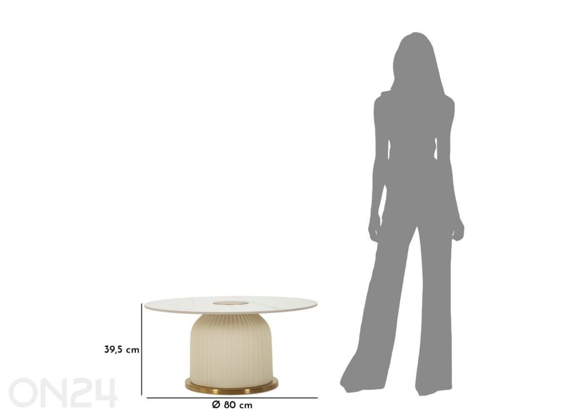 Sohvapöytä Nova Ø 80 cm, kermanvalkoinen/kullanvärinen kuvasuurennos mitat