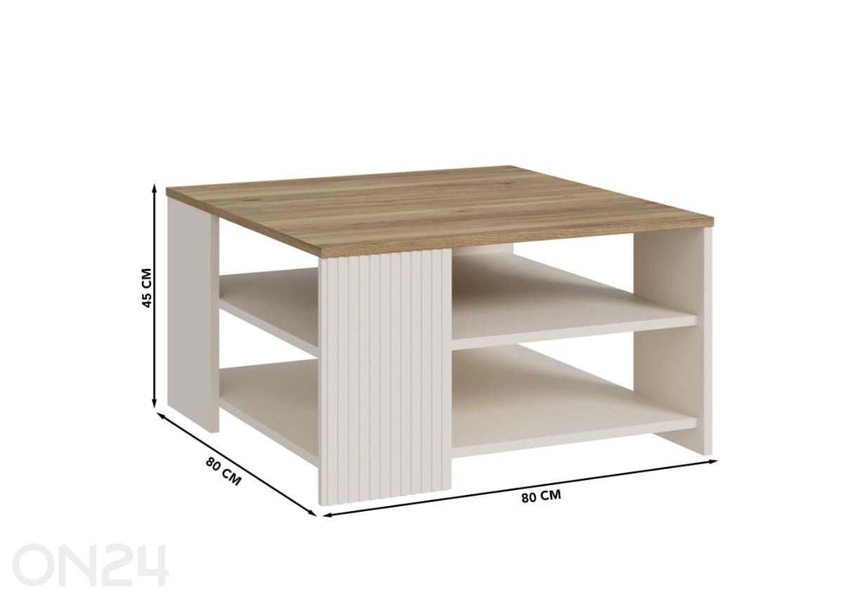 Sohvapöytä Oak Squere 80x80 cm kuvasuurennos mitat