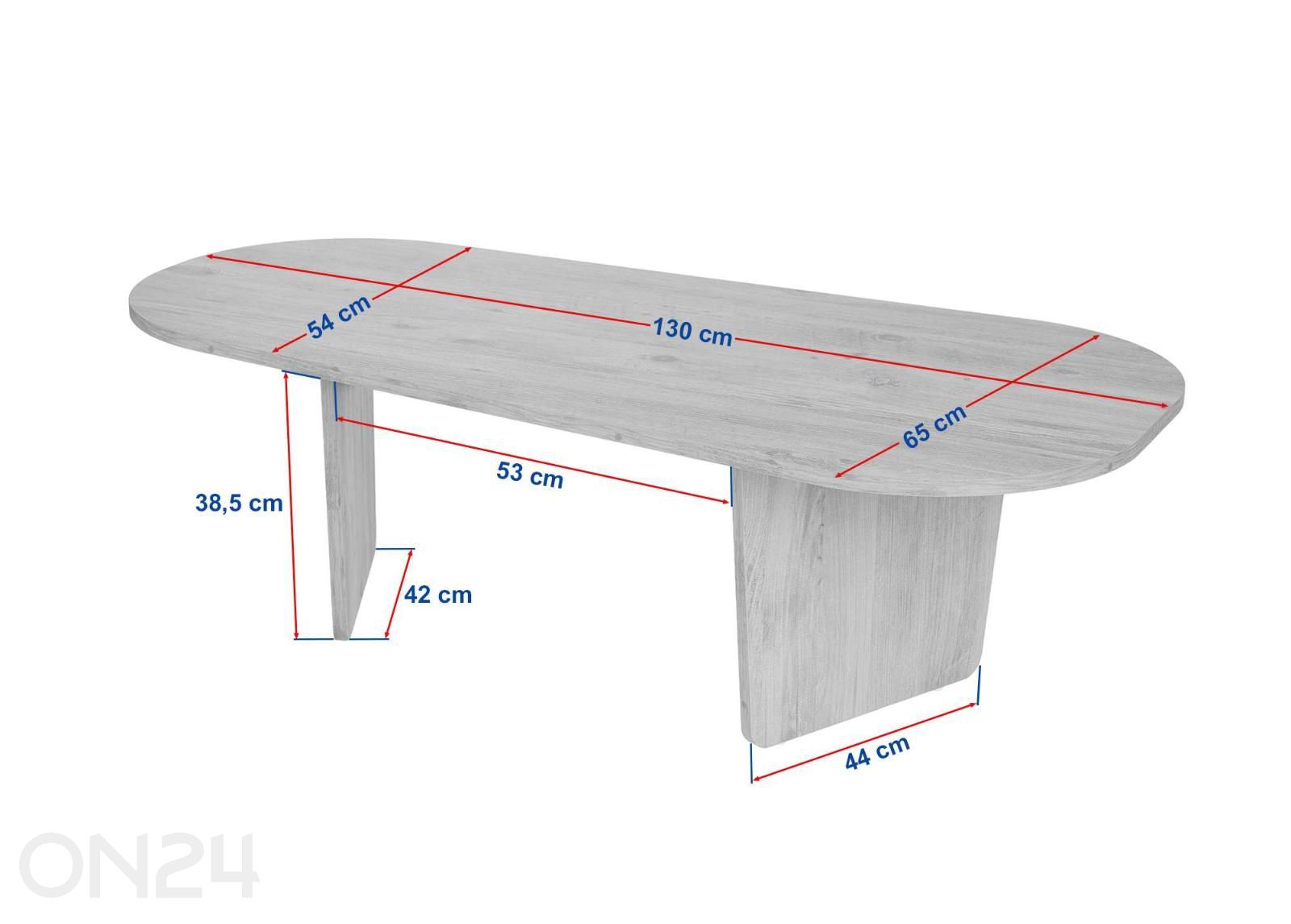 Sohvapöytä Ovalis kuvasuurennos mitat