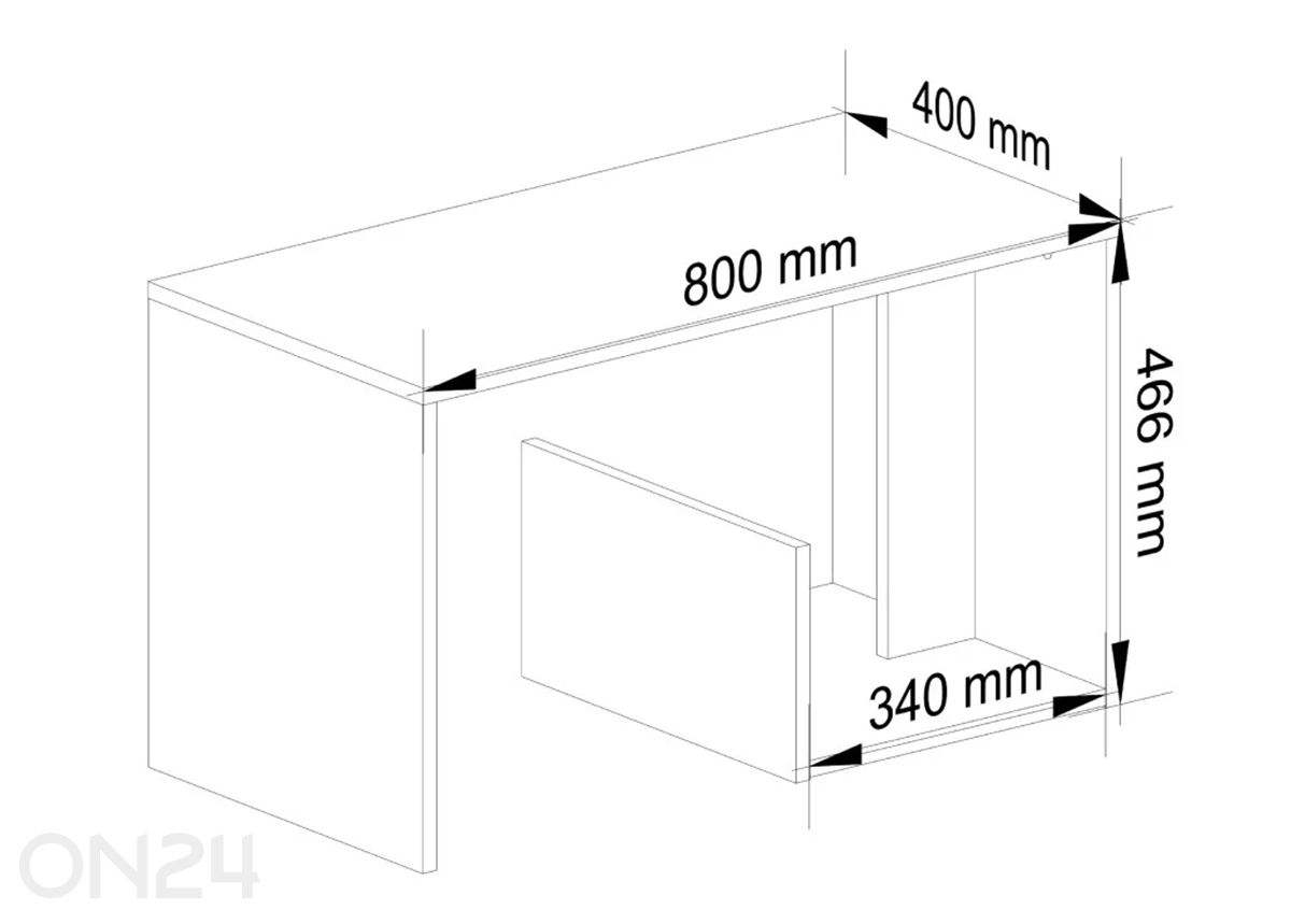 Sohvapöytä Paul kuvasuurennos mitat