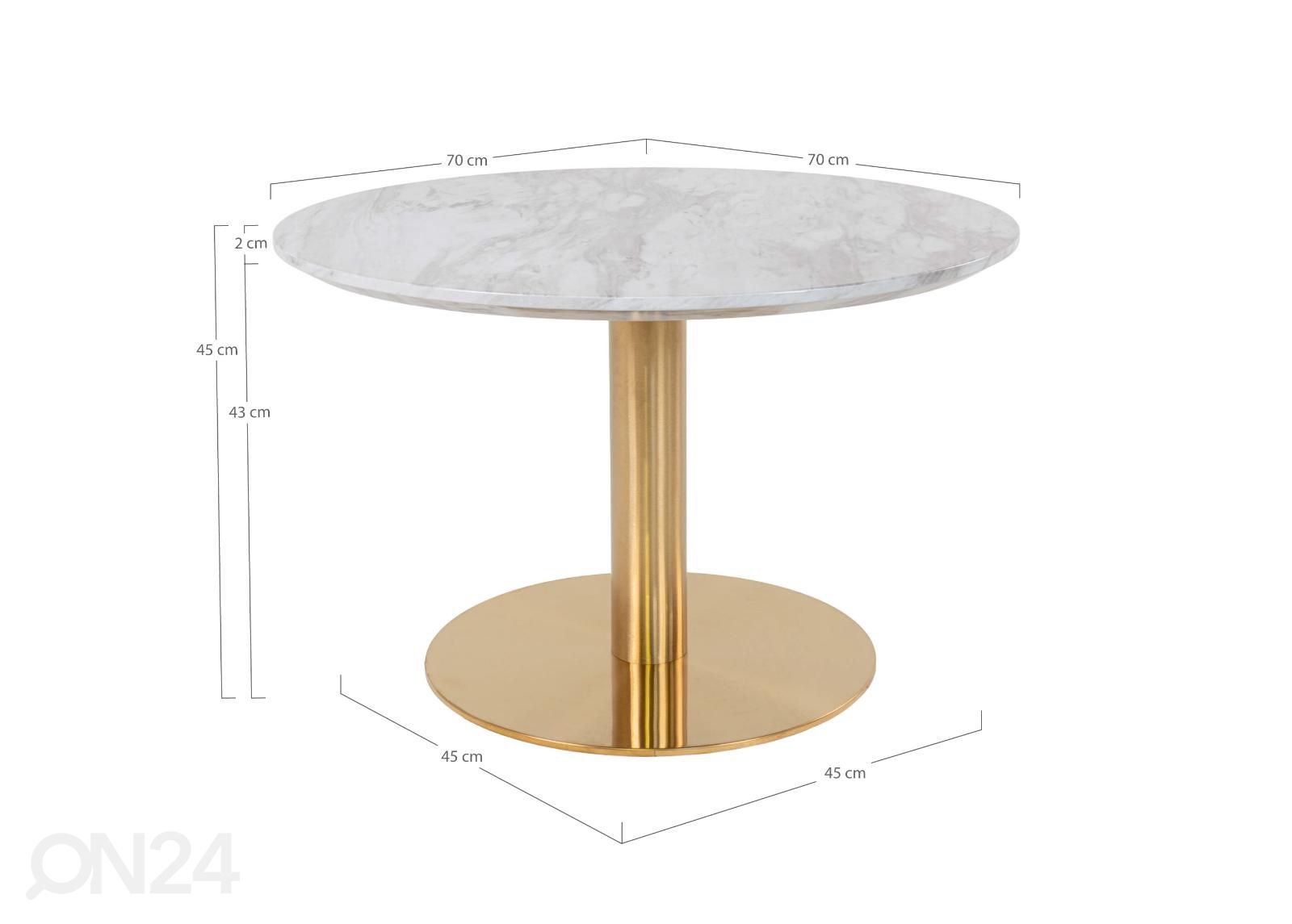 Sohvapöytä Piacenza Ø70 cm kuvasuurennos mitat