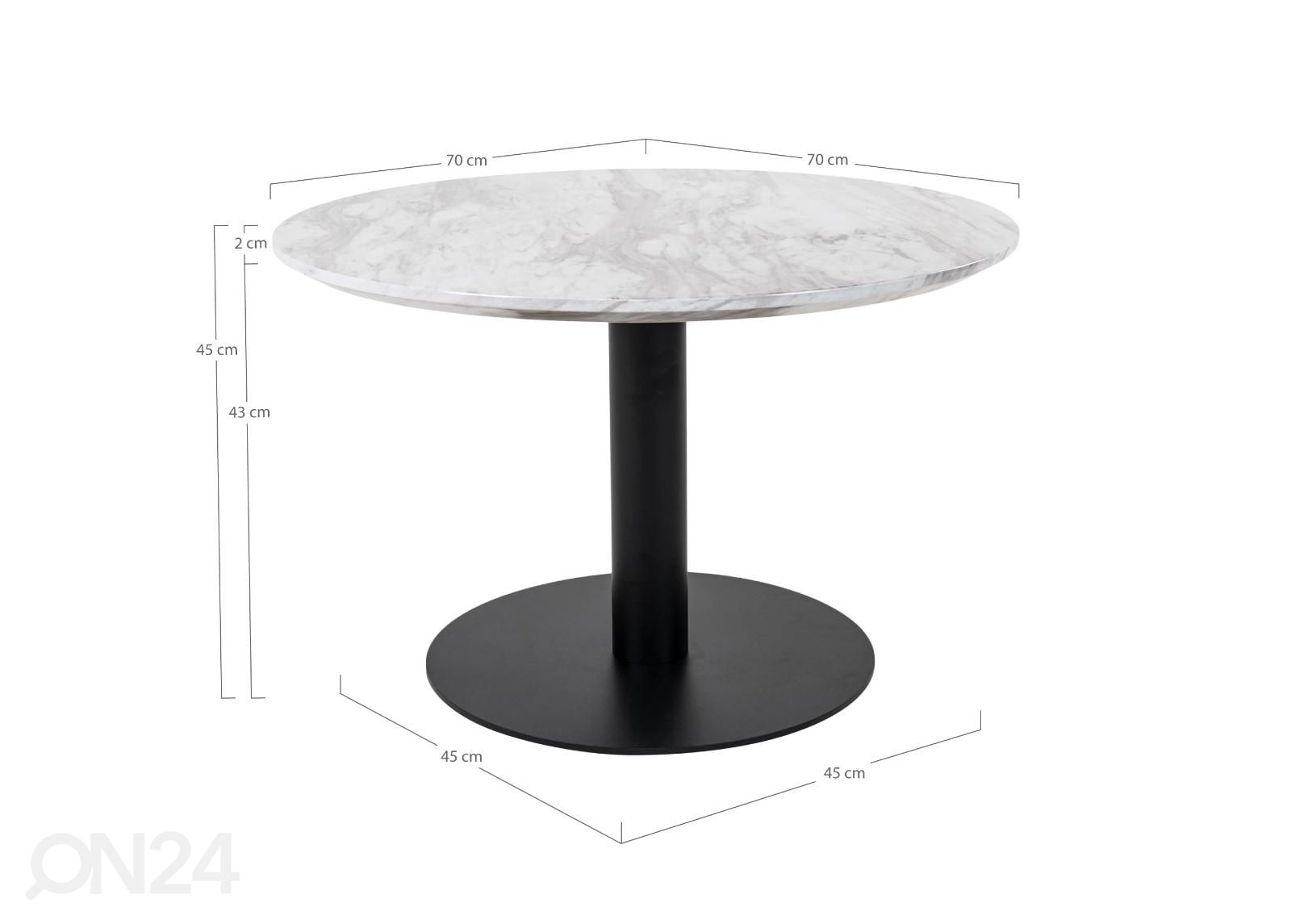 Sohvapöytä Piacenza Ø70 cm kuvasuurennos mitat
