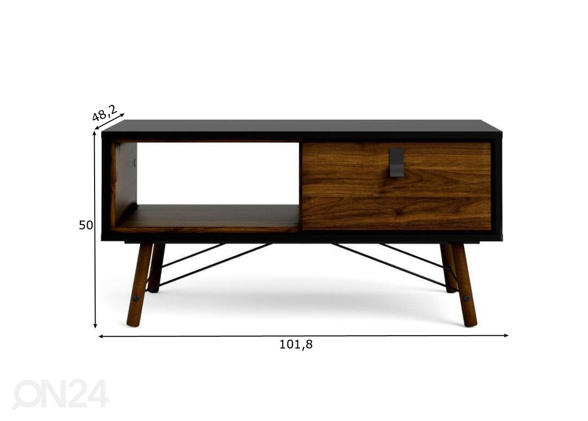 Sohvapöytä Ry 102x48 cm kuvasuurennos mitat