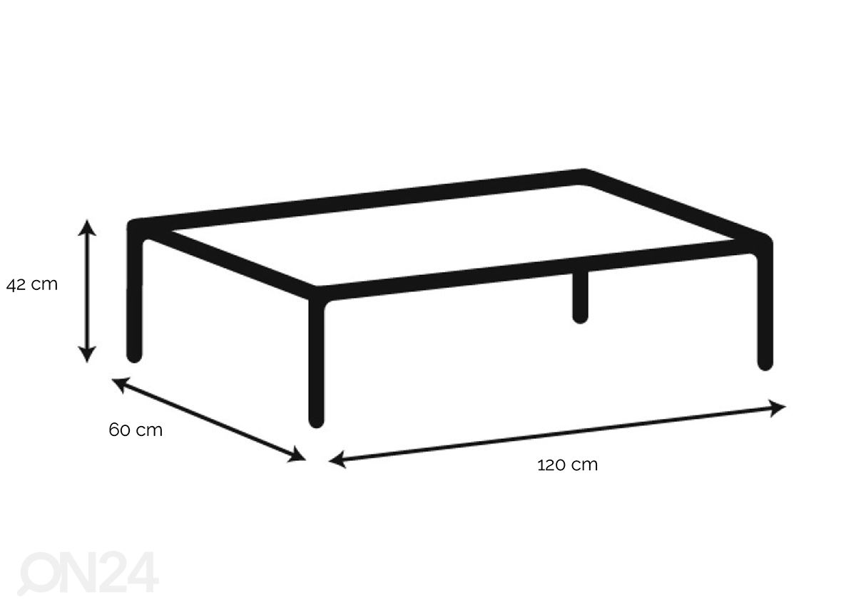 Sohvapöytä Sherry 120x60 cm kuvasuurennos mitat
