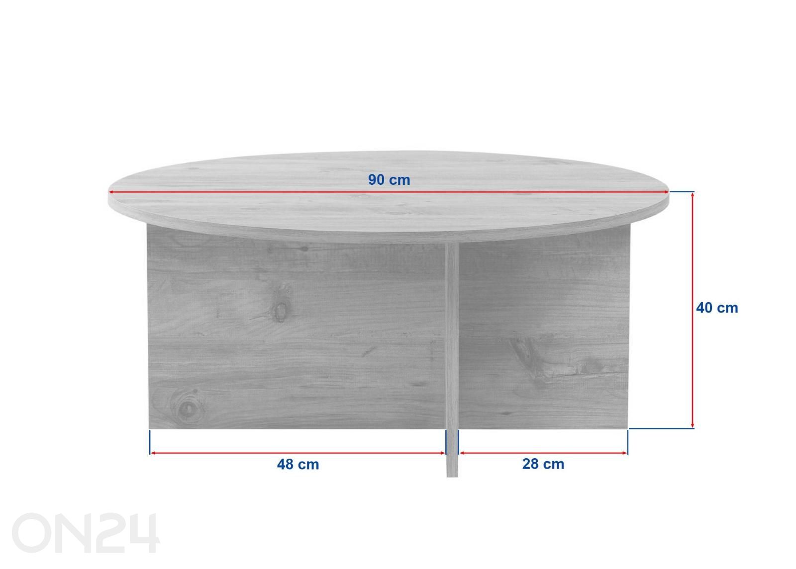 Sohvapöytä Soleil Ø 90 cm kuvasuurennos mitat