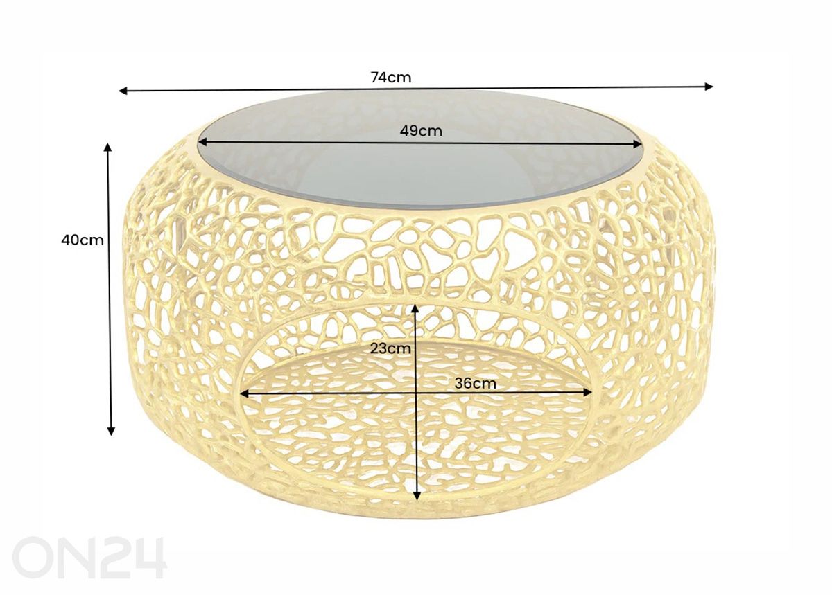 Sohvapöytä Spin Ø 74 cm kuvasuurennos mitat