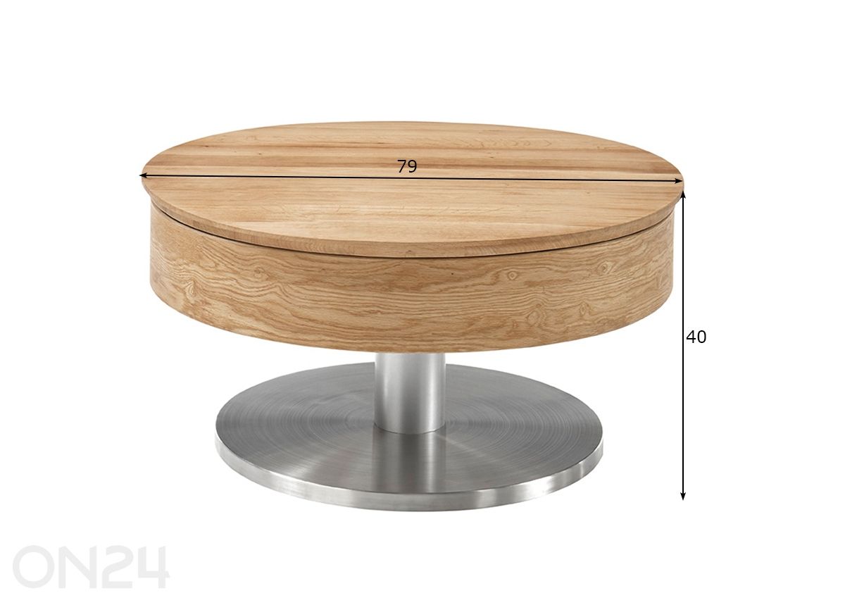 Sohvapöytä Suva Ø 79 cm kuvasuurennos mitat