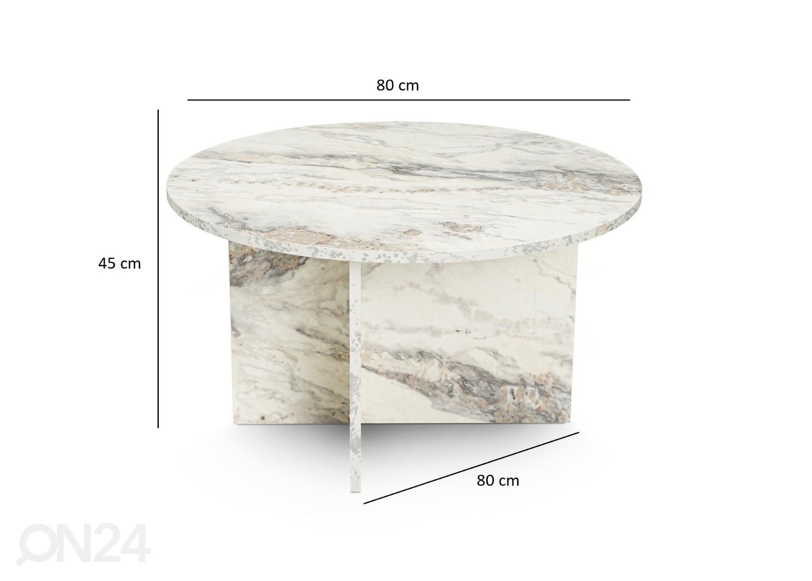 Sohvapöytä Teramo Ø 80 cm kuvasuurennos mitat