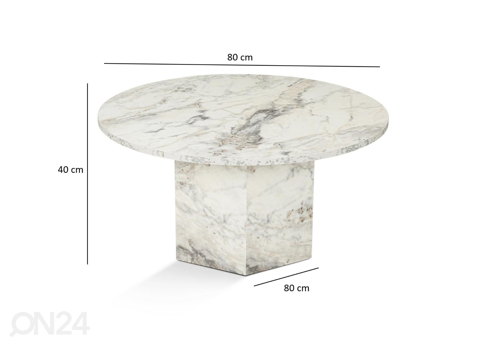 Sohvapöytä Teramo Ø 80 cm kuvasuurennos mitat