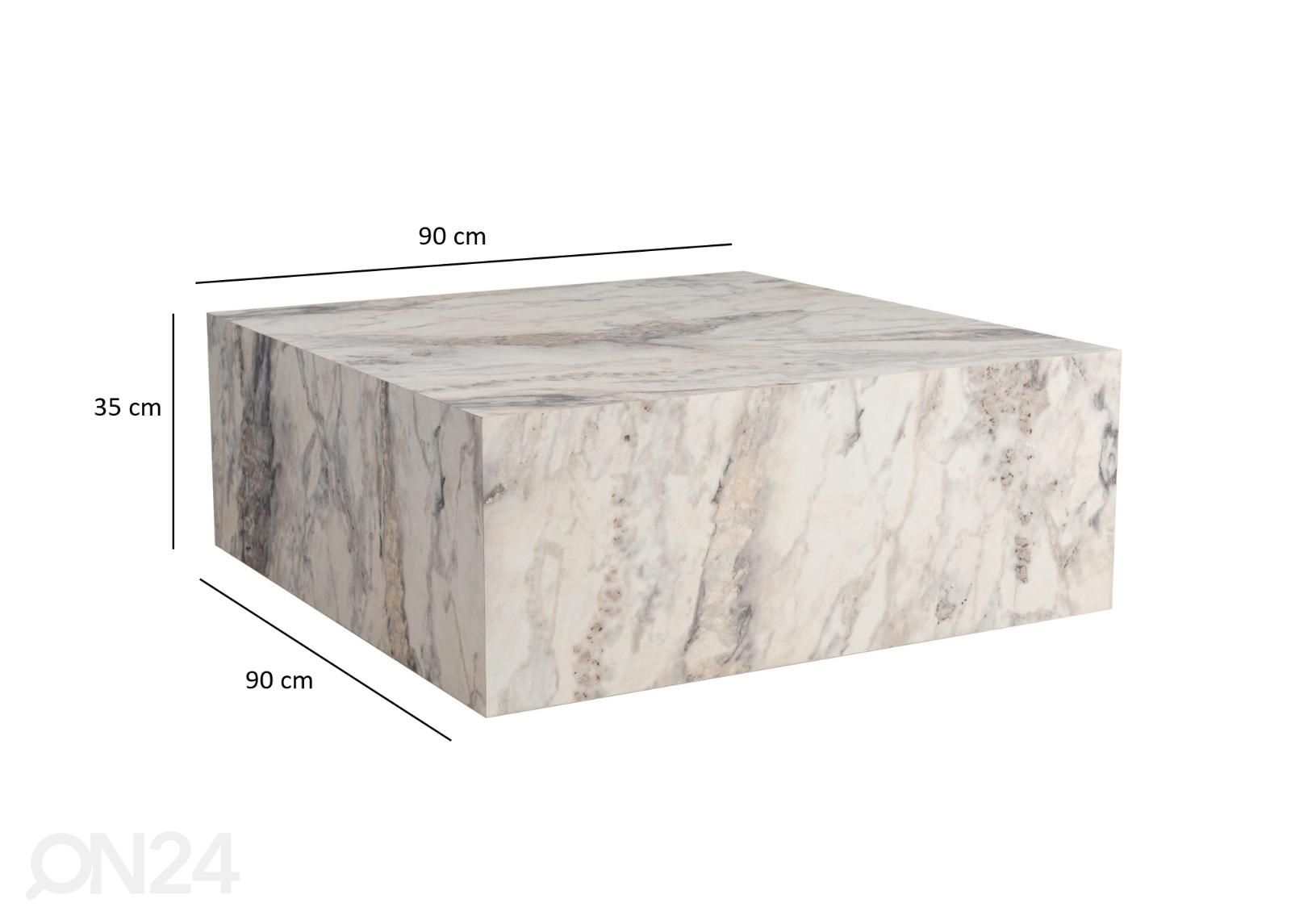 Sohvapöytä Teramo 90x90 cm kuvasuurennos mitat