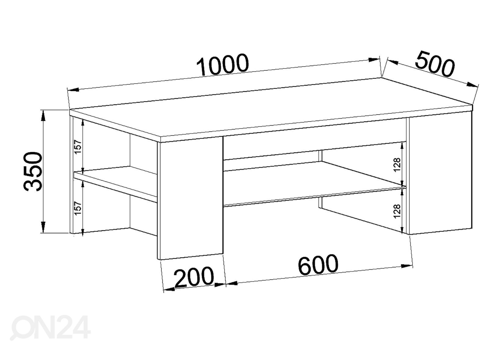 Sohvapöytä Tunas 100x50 cm kuvasuurennos mitat
