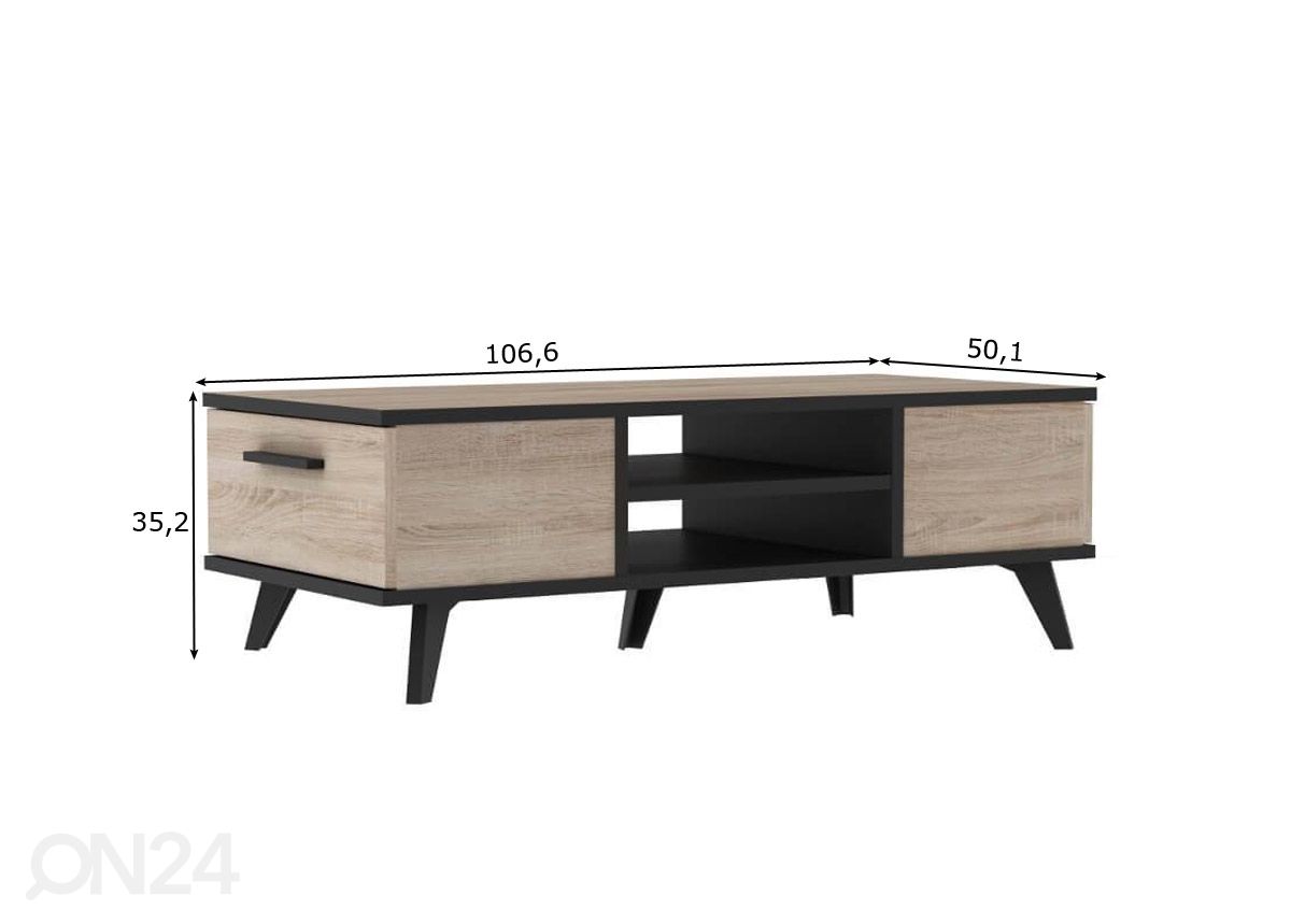Sohvapöytä Wayne 106x50 cm kuvasuurennos mitat