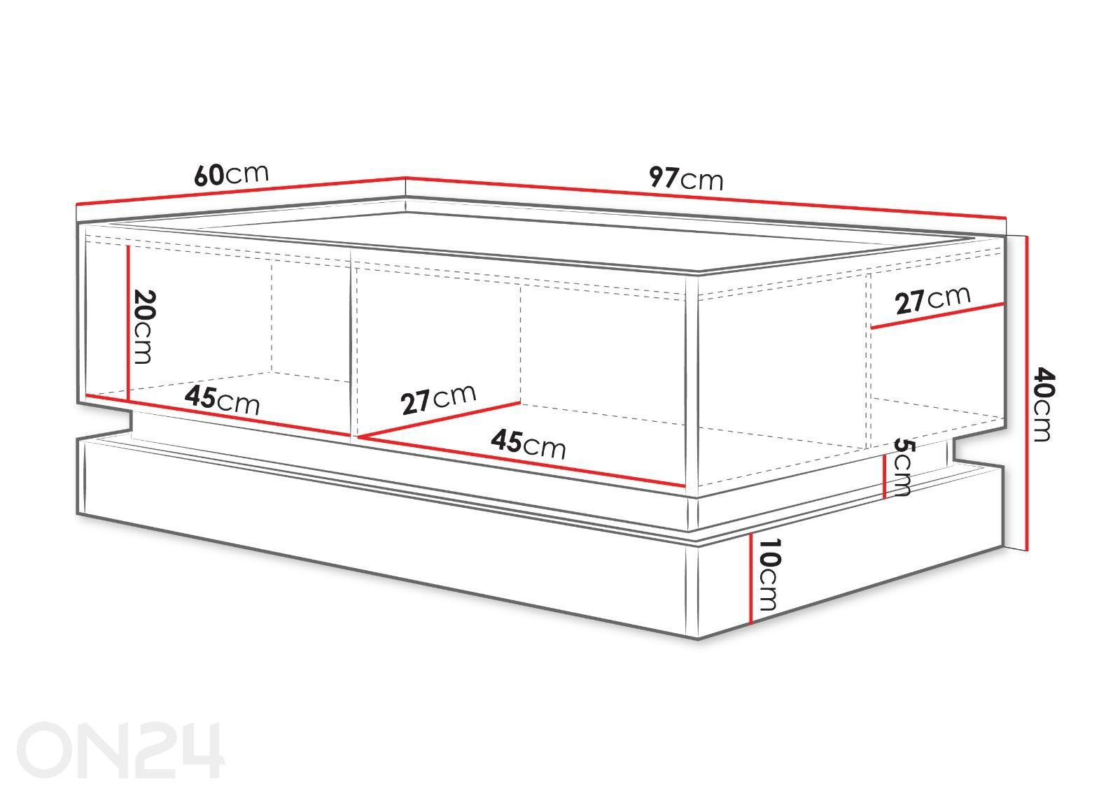 Sohvapöytä Zarp kuvasuurennos mitat