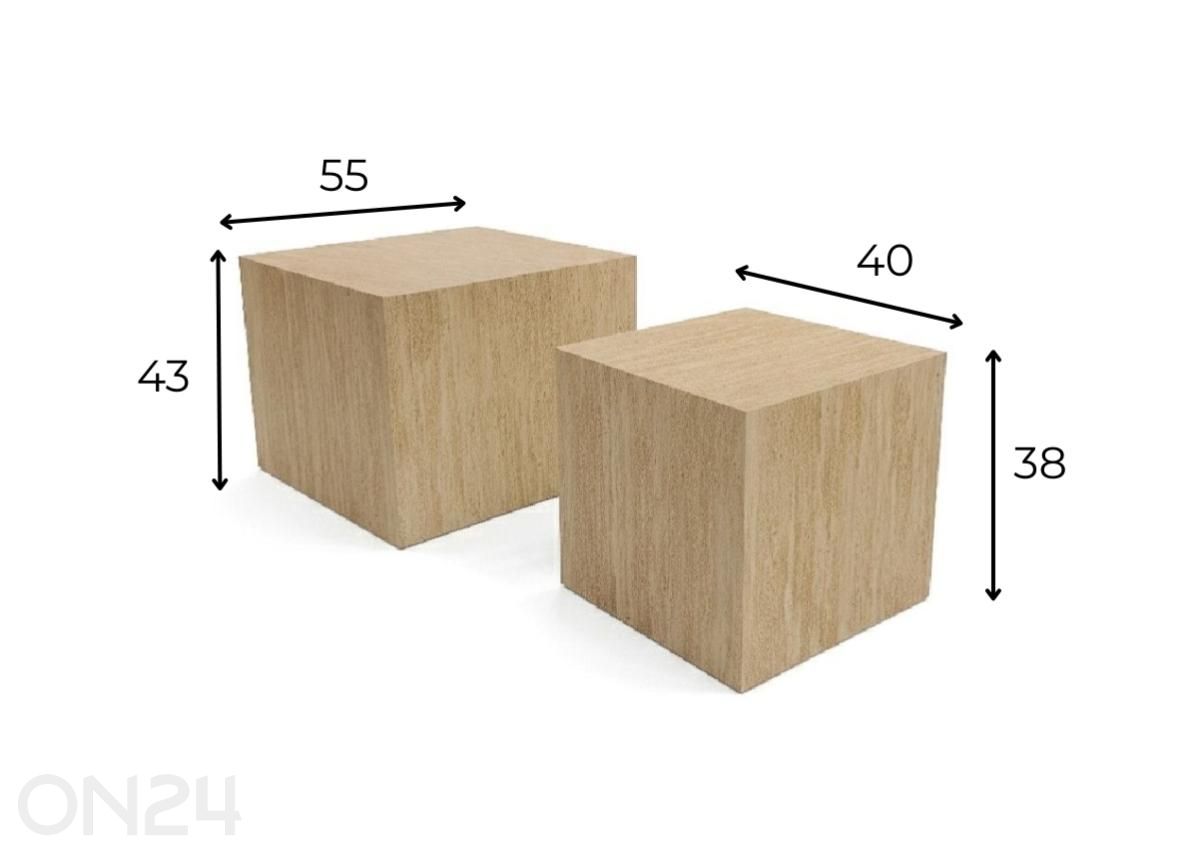 Sohvapöytäsarja Bud Kuubik 2 kpl, beige kuvasuurennos mitat