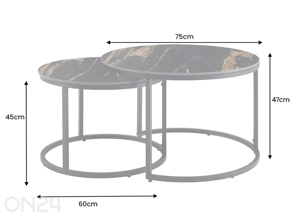 Sohvapöytäsarja Elegance, 2 kpl kuvasuurennos mitat