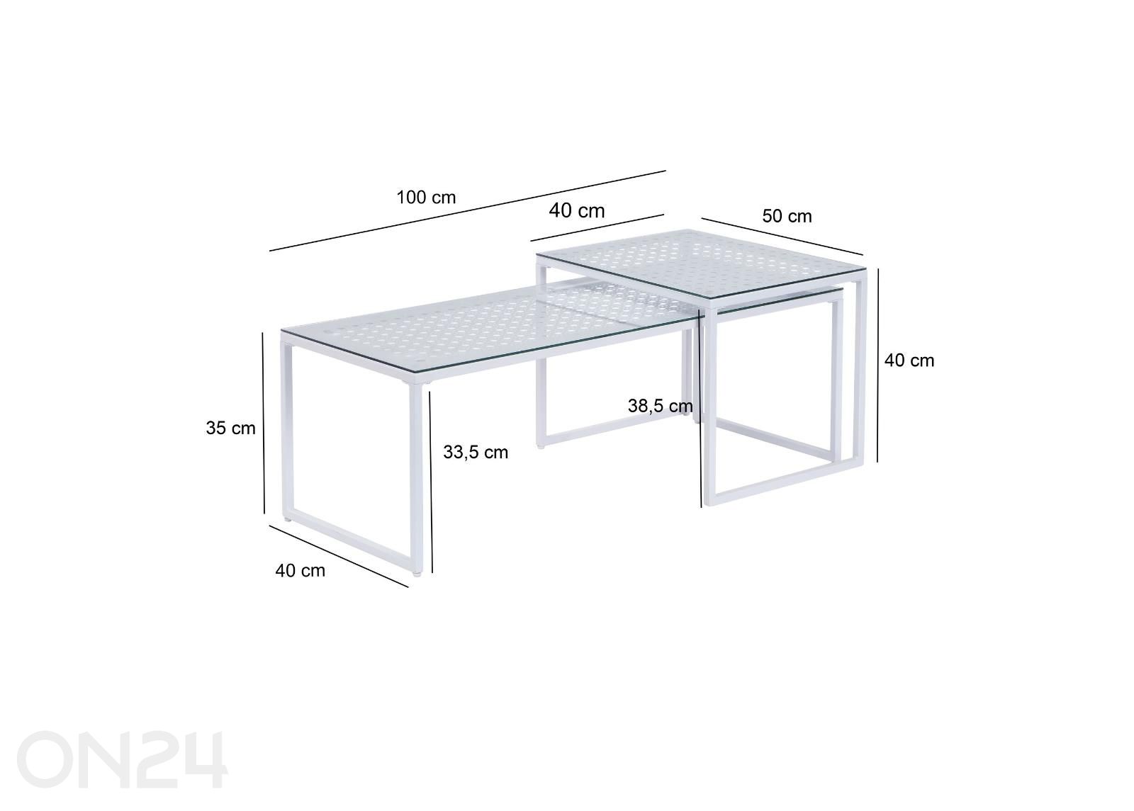 Sohvapöytäsetti 50x100 cm kuvasuurennos mitat