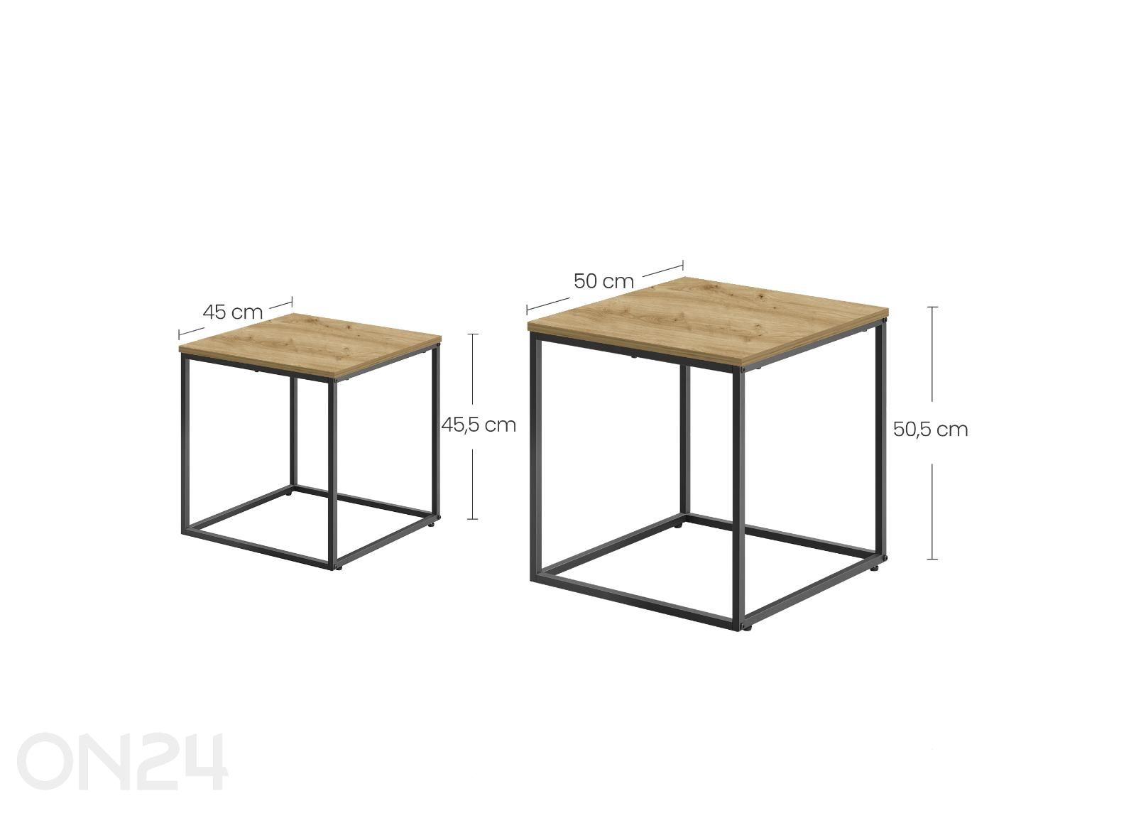 sohvapöytien sarja, 2 kpl kuvasuurennos mitat