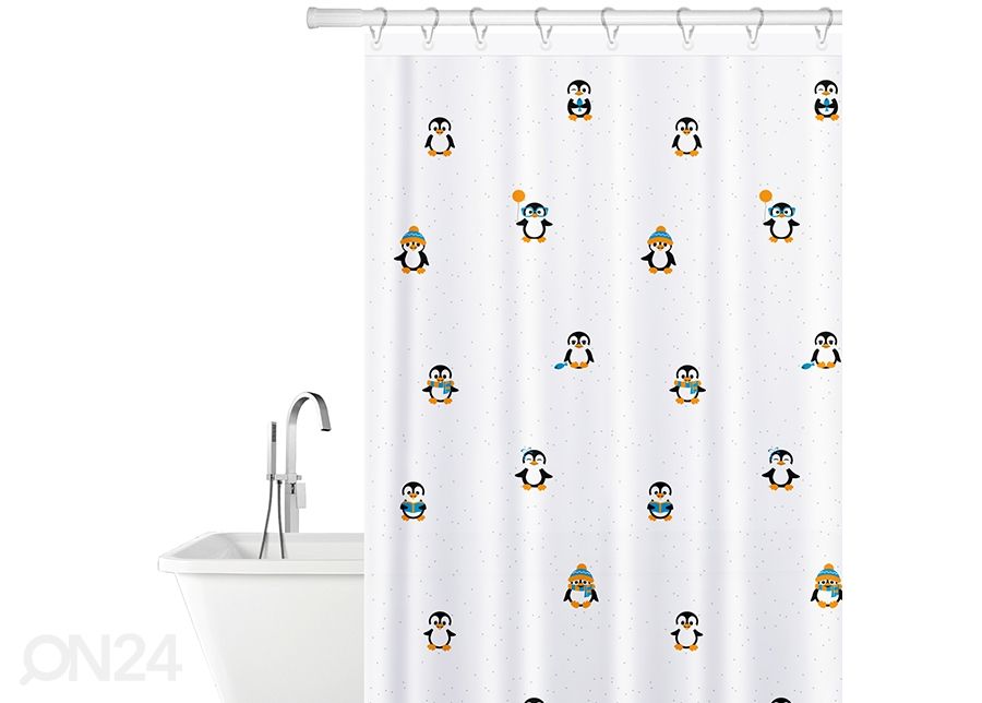 Suihkuverho Tatkraft Funny Penguins kuvasuurennos