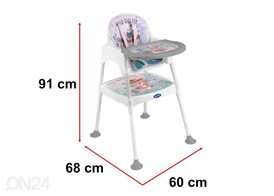 Syöttötuoli 3in1 kuvasuurennos mitat