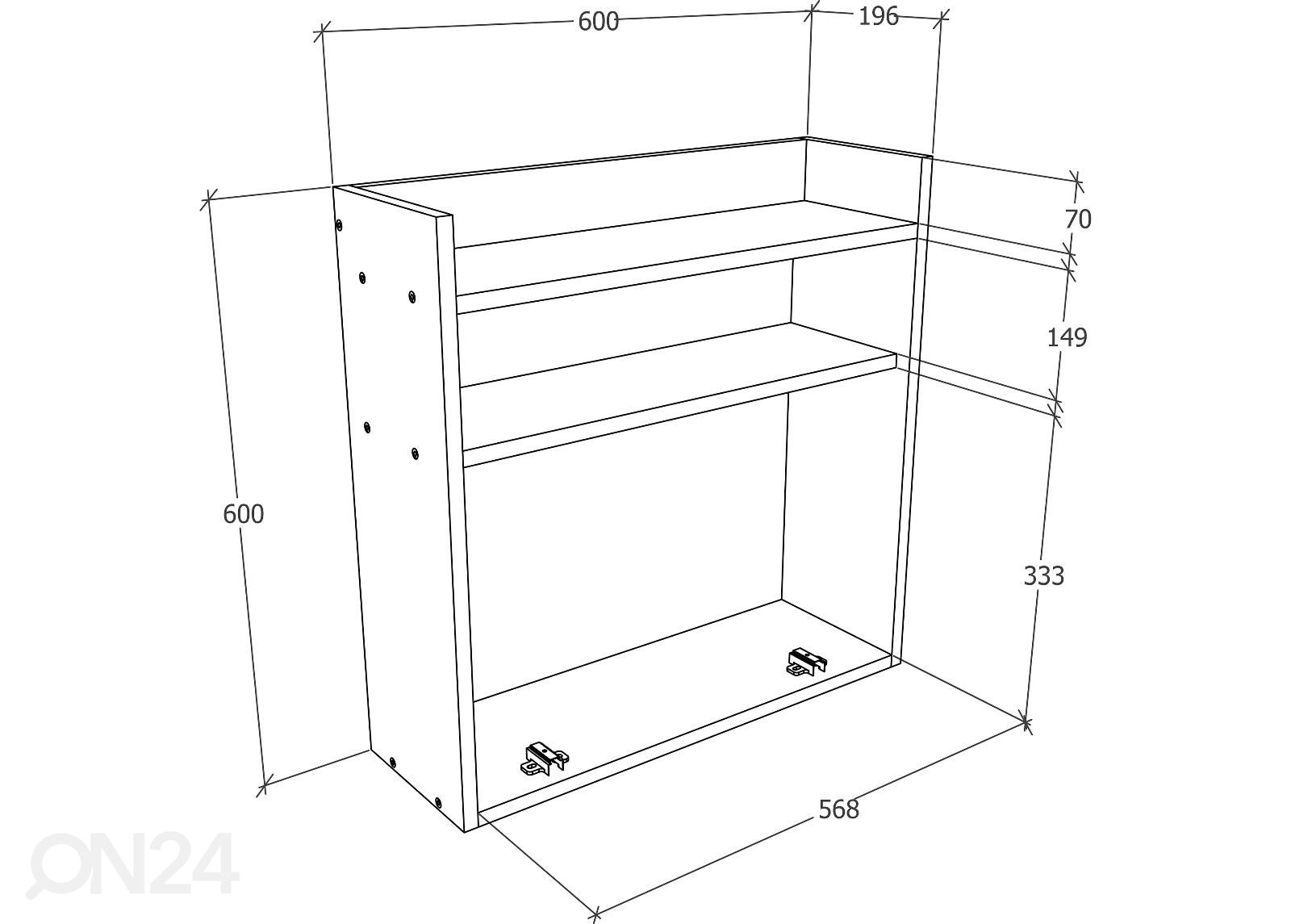 Taittopöytä Dralis 60 cm kuvasuurennos mitat