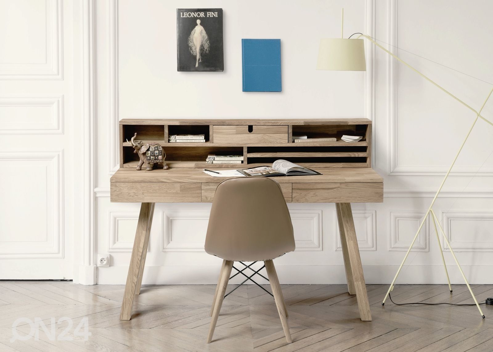 Tammi työpöytä Modern2, valkoinen öljy kuvasuurennos