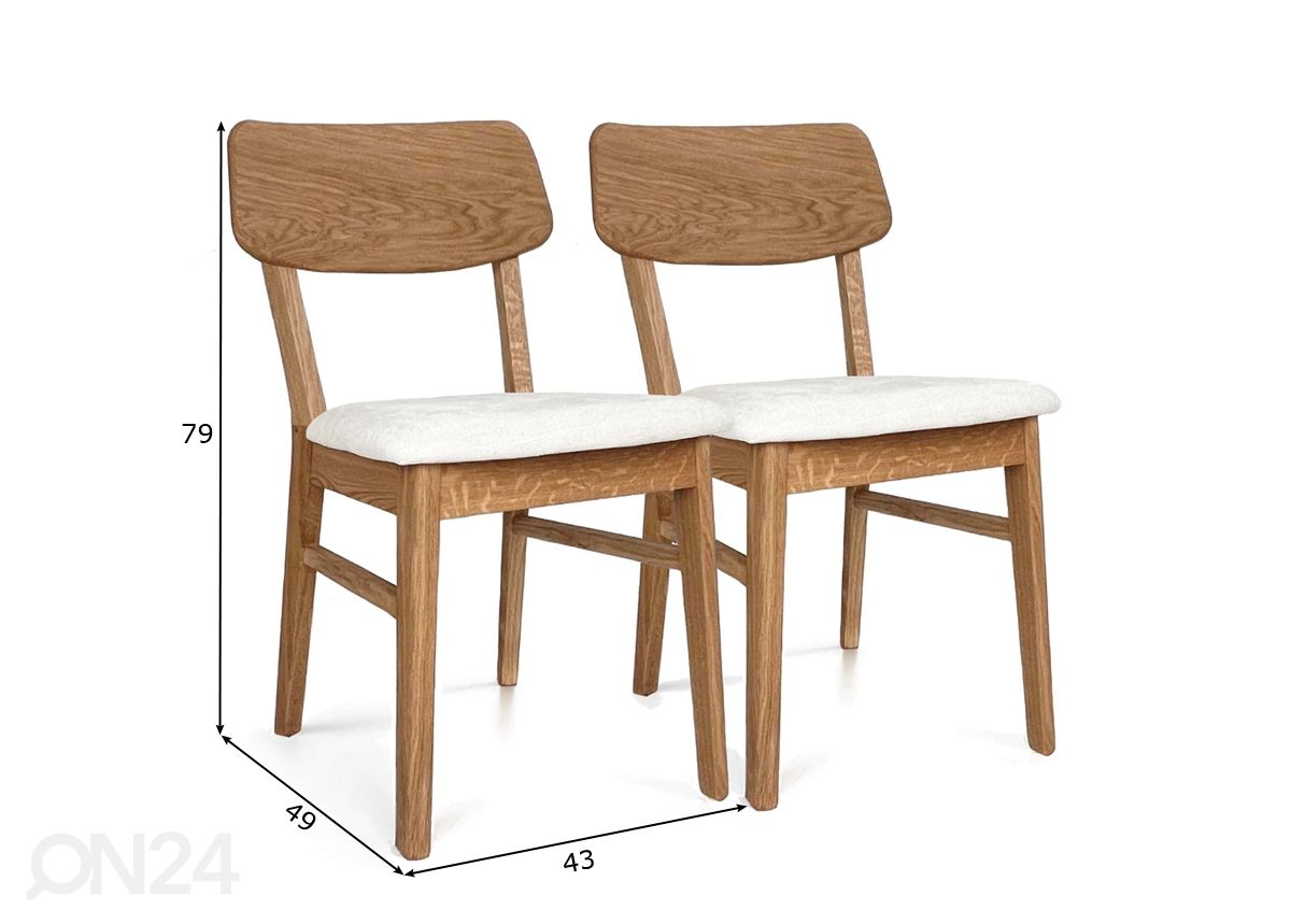 Tammipuiset tuolit Vienna, 2 kpl kuvasuurennos mitat