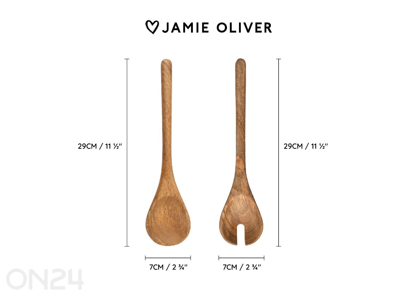 Tarjoilulusikat Jamie Oliver Big love mangopuu 29x14 cm kuvasuurennos mitat