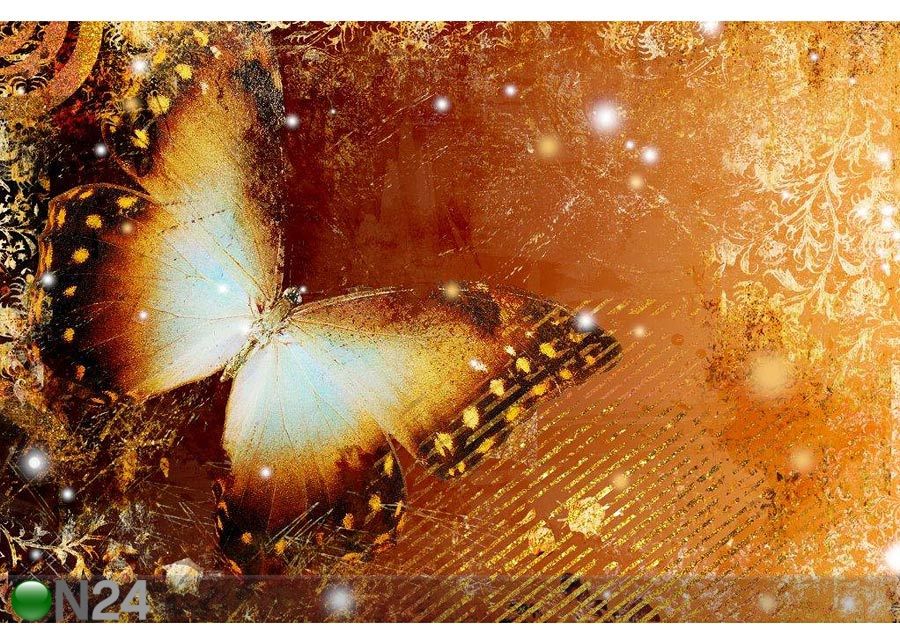 Taulu GOLDEN FANTASY WITH BUTTERFLY 120x80 cm kuvasuurennos