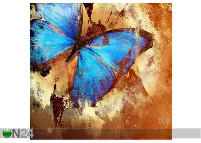 Taulu GRUNGE STYLE WITH BLUE BUTTERFLY 80x83 cm kuvasuurennos