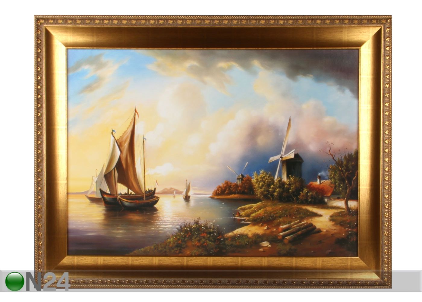 Taulu PURJELAIVA JA TUULIMYLLY 65x85 cm kuvasuurennos
