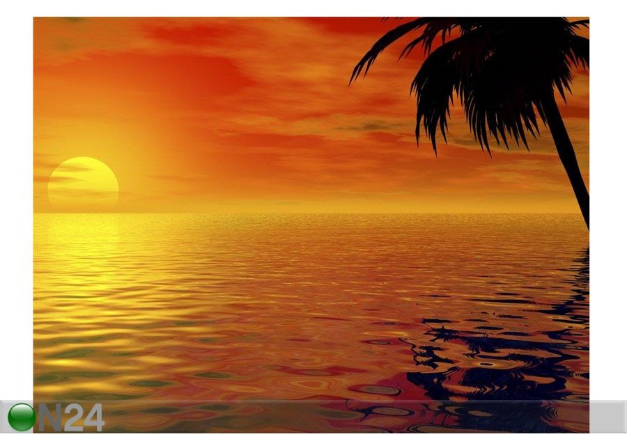 Taulu Sunset and Palm Tree 53x40 cm kuvasuurennos