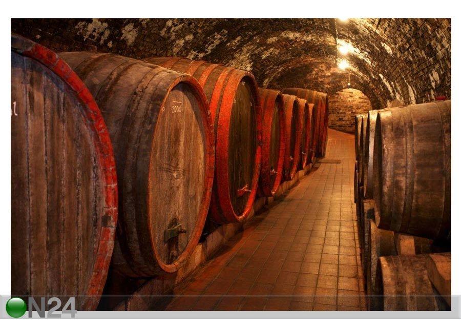 Taulu WINE BARRELS STACKED IN THE OLD CELLAR 120x80 cm kuvasuurennos