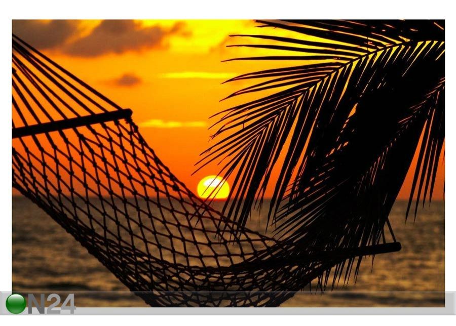TauluHAMMOCK AND PALM 90x60 cm kuvasuurennos