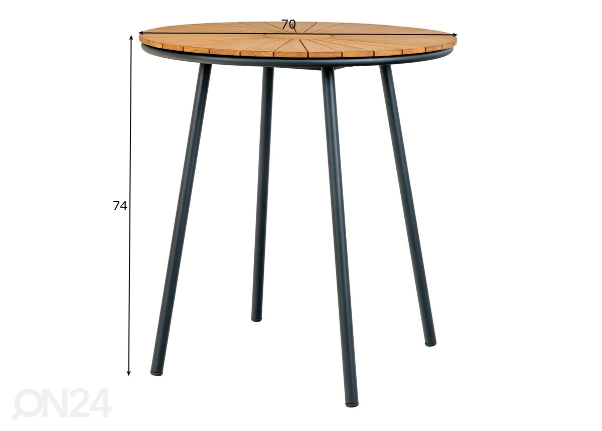Terassipöytä Cincinnati Ø70 cm kuvasuurennos mitat