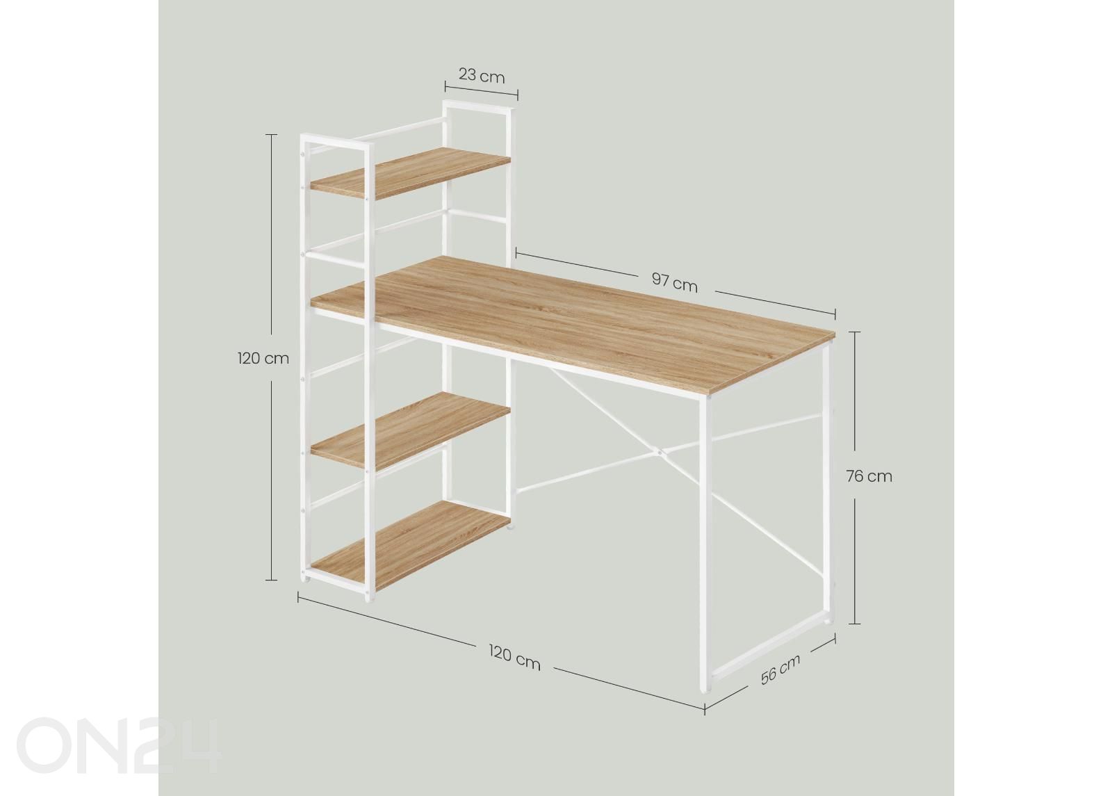 Tietokonpöytä hyllyllä kuvasuurennos mitat