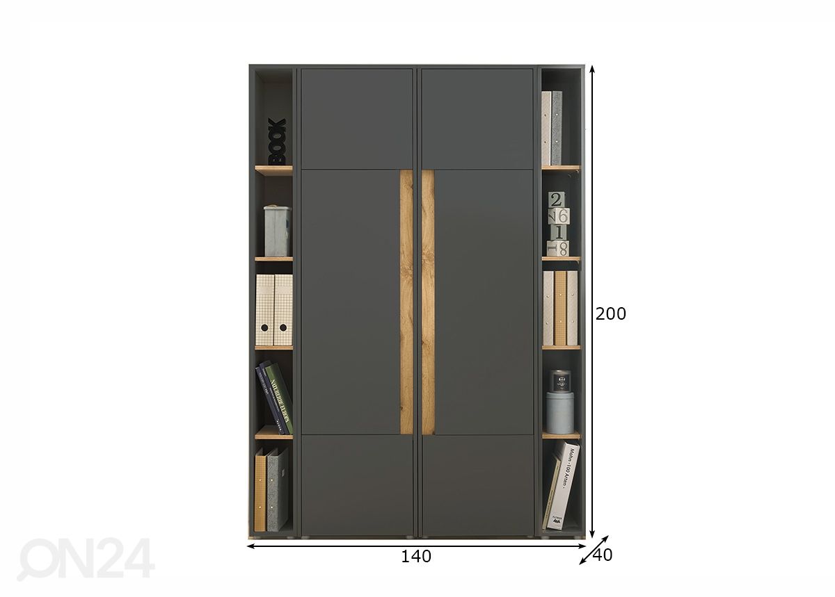 Toimistokaappi City 140 cm kuvasuurennos mitat