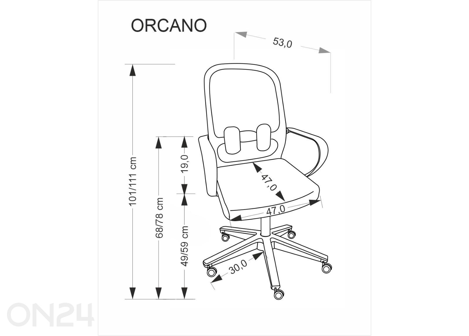 Toimistotuoli Orcano kuvasuurennos mitat