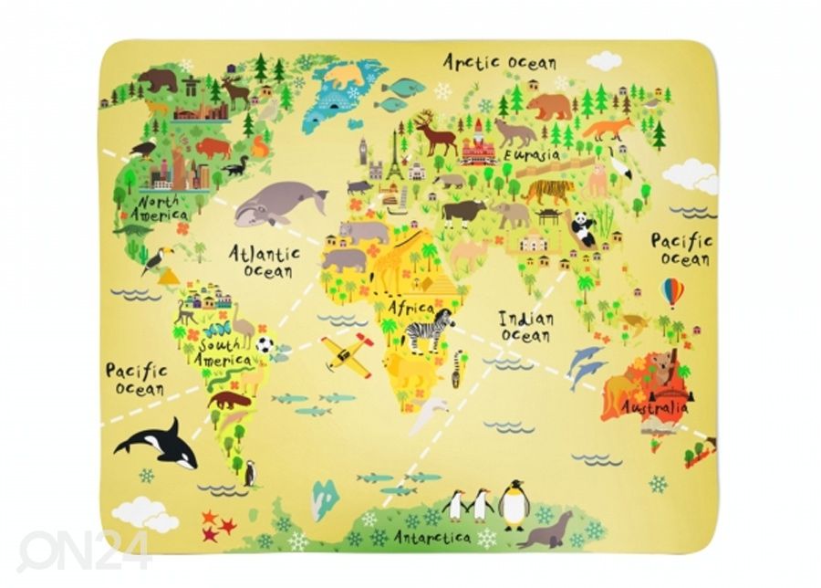 Torkkupeitto Kids Map 130x150 cm kuvasuurennos