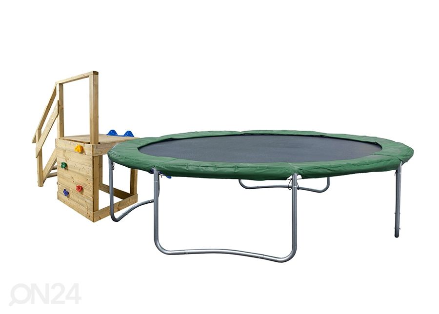 Trampoliini liukumäellä, kiipeilyseinällä ja portailla kuvasuurennos