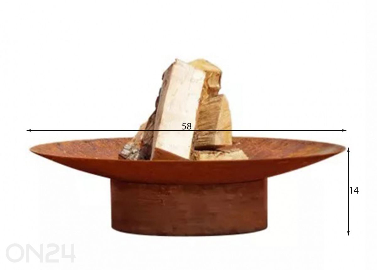 Tulisija Hestia Rust Ø 58 cm kuvasuurennos mitat