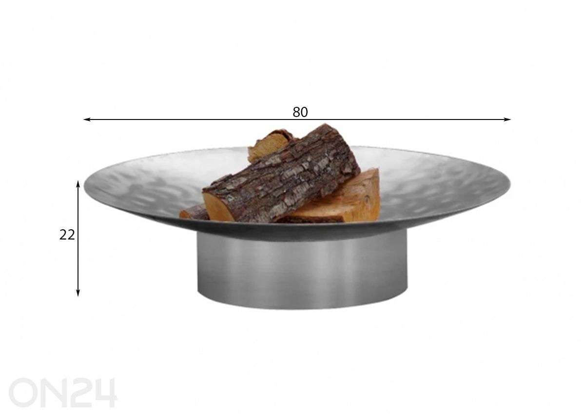 Tulisija Hestia Stainless Steel Ø 80 cm kuvasuurennos mitat