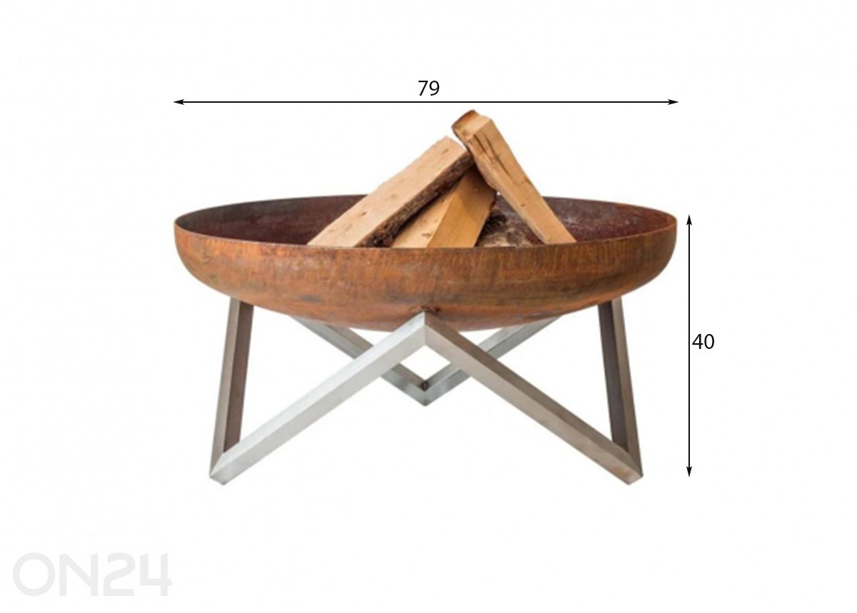 Tulisija Yanartas Rusting Ø 79 cm kuvasuurennos mitat