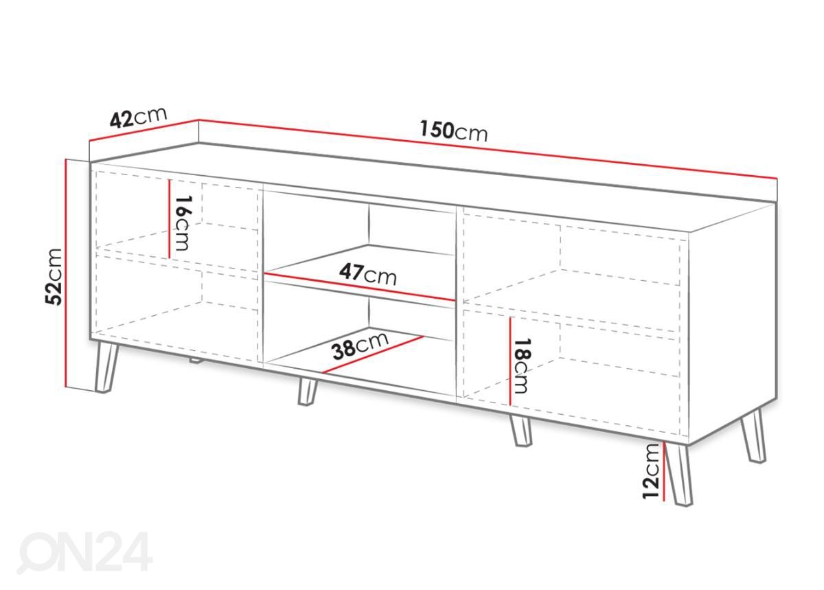 TV-taso 150 cm kuvasuurennos mitat