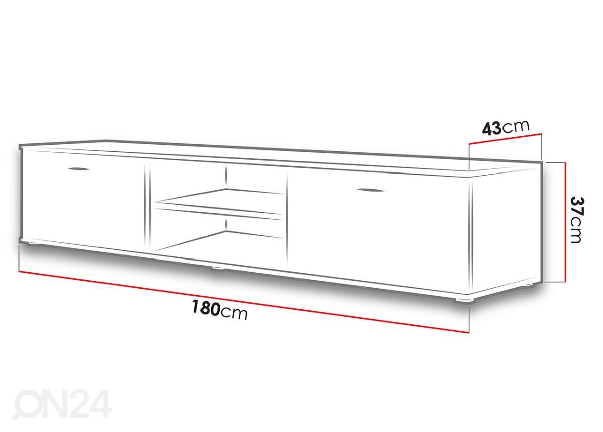 TV-taso 180 cm kuvasuurennos mitat