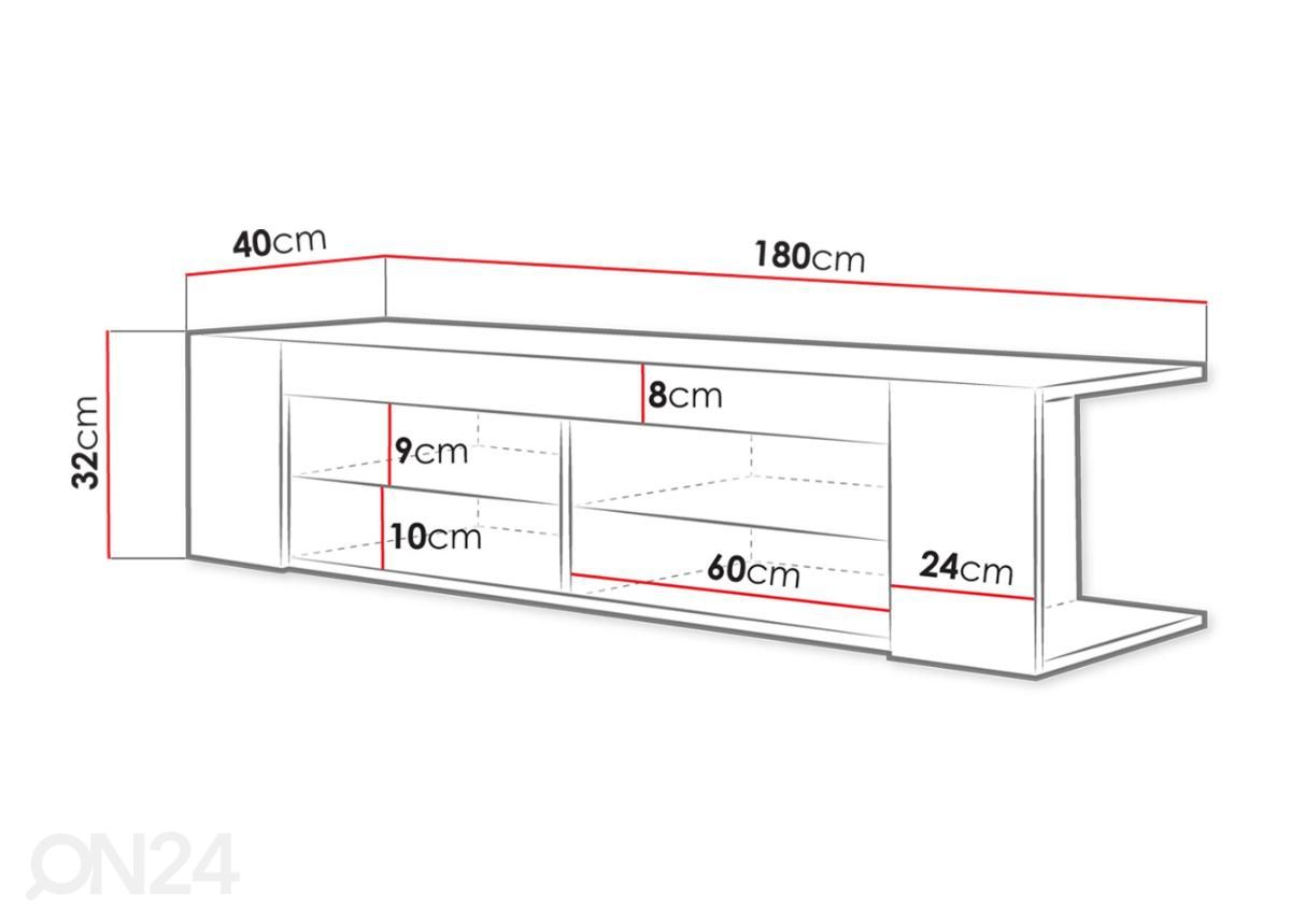 TV-taso 180 cm kuvasuurennos mitat