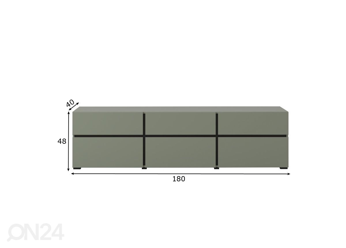 TV-taso 180 cm, vihreä kuvasuurennos mitat