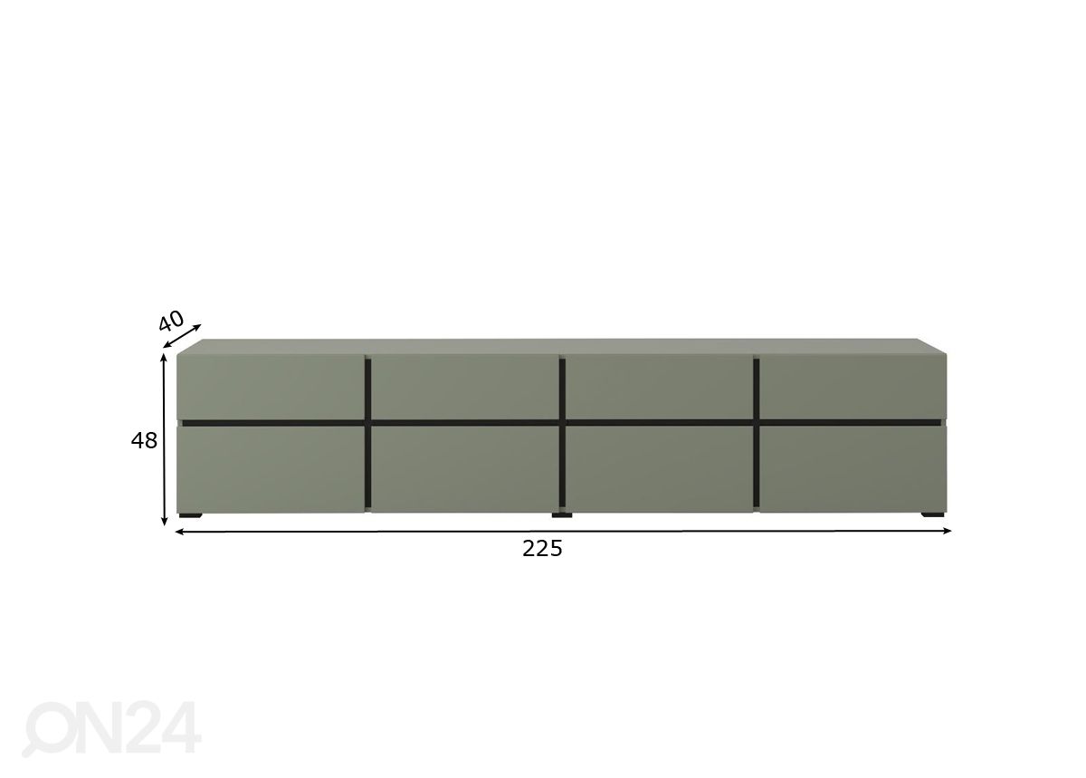 TV-taso 225 cm, vihreä kuvasuurennos mitat
