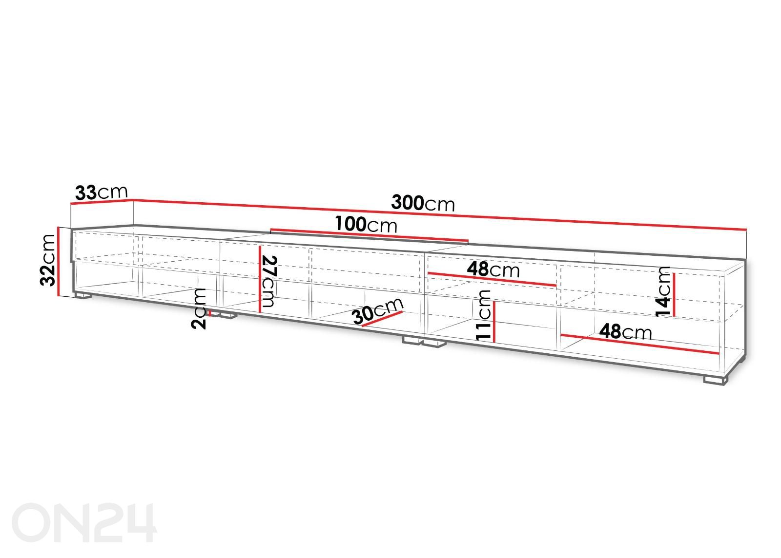 TV-taso A 300 cm kuvasuurennos mitat